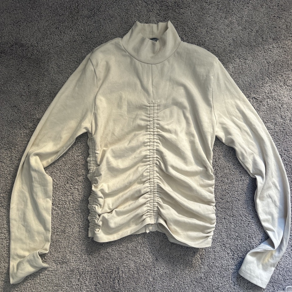 Zara Scrunched Long Sleeve Turtle Neck Shirt Large
